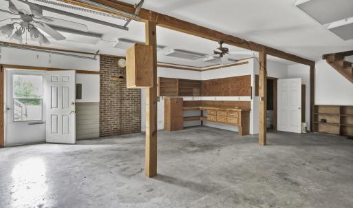 Garage with bathroom