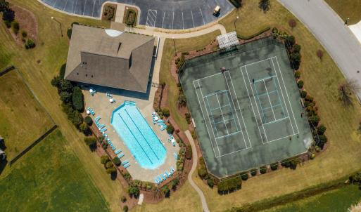 Top view clubhouse pool courts