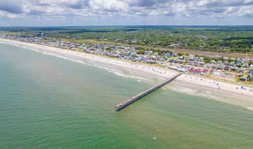 aerial of Oak island pier