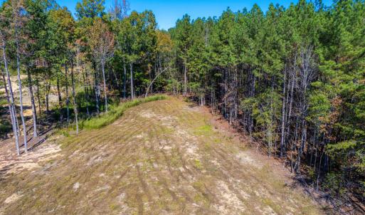 Aerial view of cleared road frontage