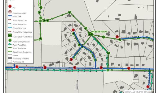 MAP OF UTILITIES- 219 Dickens Rd