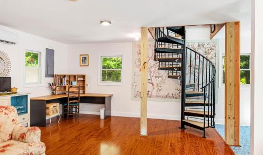 downstairs