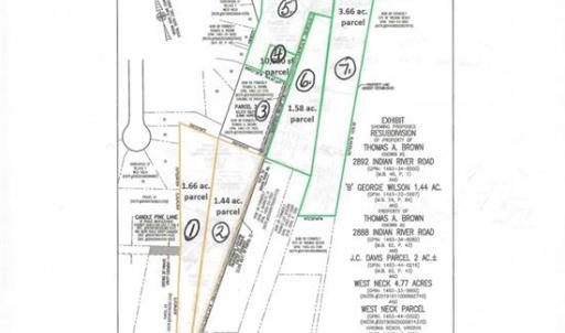 This shows lot 6 and 7 as they exist now, and the next picture shows the lots with the dividing line changed as proposed .  See document section.