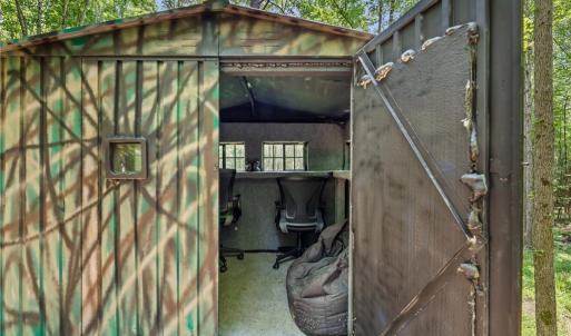 Inside the raised hunting blind