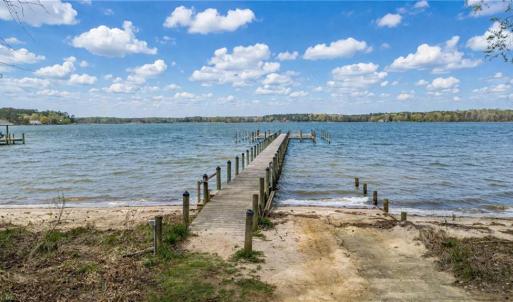 Boat ramp, dock and beach on river