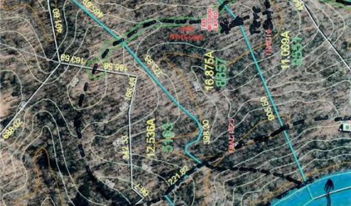 The GIS Map with Topography - Dashed lines are the roads