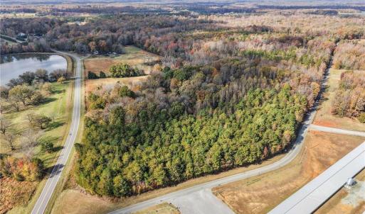 Aerial view of vacant land. Lot lines and dimensions are approximate.