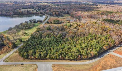 Aerial view of vacant land. Lot lines and dimensions are approximate.