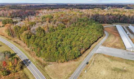 Aerial view of vacant land. Lot lines and dimensions are approximate.