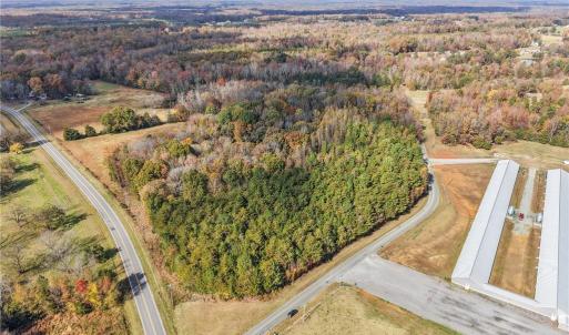 Aerial view of vacant land. Lot lines and dimensions are approximate.