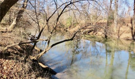 Haw river and property line at the back left corner of the property.