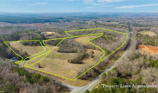 Aerial view of all three tracts with approximated property lines