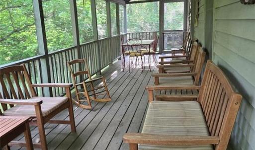 Screened porch facing the lake extends the length of the home