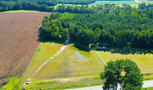 View of rural area with large plots for crops and