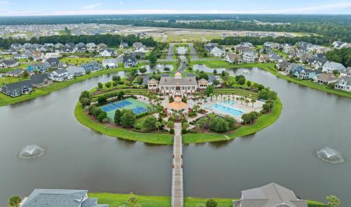 Aerial view of residential area featuring a nearby