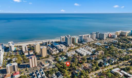 Drone / aerial view featuring a water view and a v