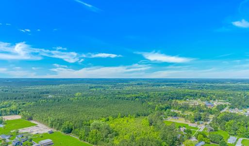 Aerial view of a heavily wooded area