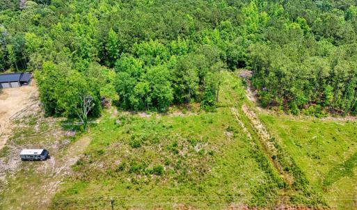 Aerial view of a heavily wooded area
