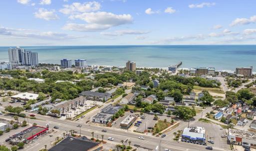 View of urban area with a large body of water