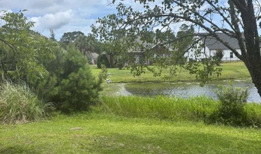 View of green lawn with a water view