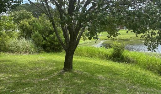 View of grassy yard with a water view