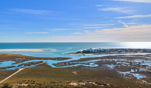 Aerial view of a nearby body of water