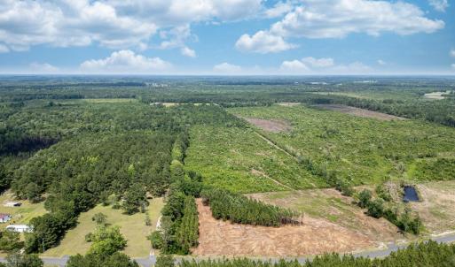 Aerial view of a heavily wooded area