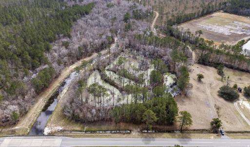 Aerial overview of property's location with a heav