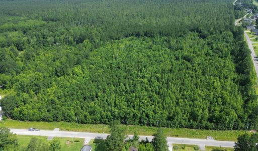 Aerial view of a heavily wooded area