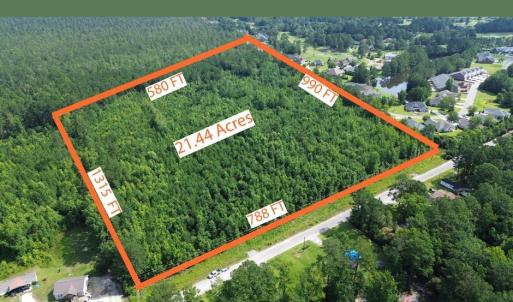 Aerial view of property's location with property b