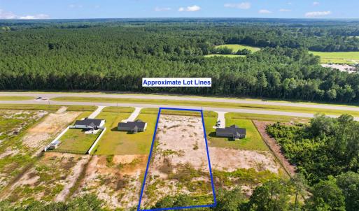 Aerial overview of property's location with a heav