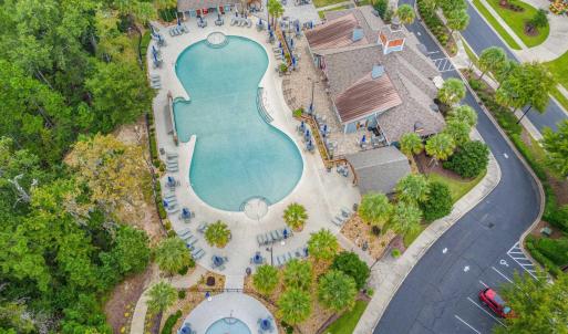 Drone / aerial view of a pool area