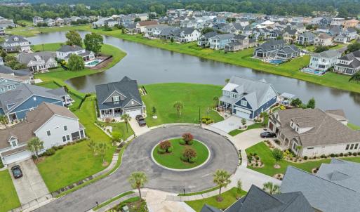 Aerial view of residential area featuring a large