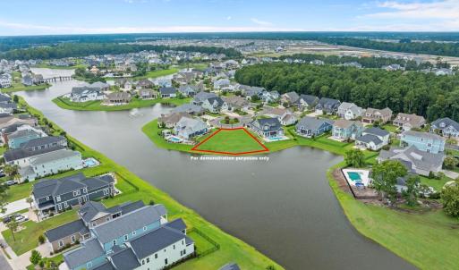 Aerial view of residential area featuring a large