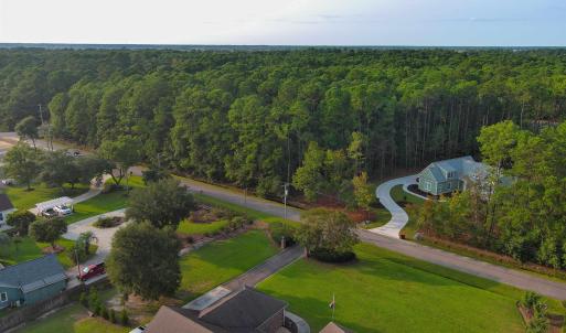 Aerial view of a heavily wooded area