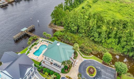 Bird's eye view of a nearby body of water