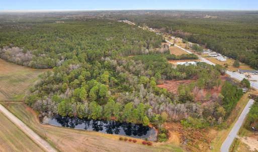 Aerial overview of property's location with a larg
