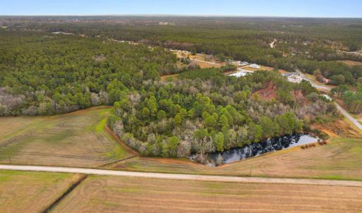 Drone / aerial view of a large body of water and a