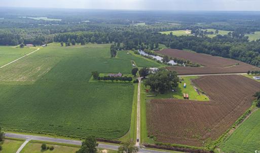 Aerial view of sparsely populated area with abunda