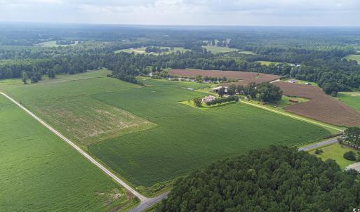 View of rural area with large plots for crops