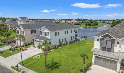 Aerial view of residential area featuring a nearby