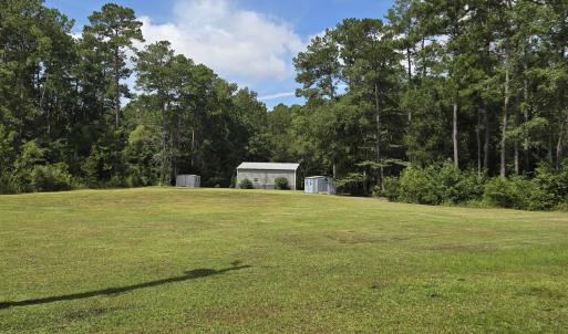 View of green lawn with a wooded view