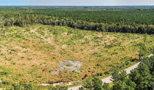 Aerial view of a heavily wooded area