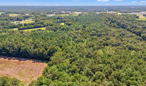 Aerial view of a heavily wooded area