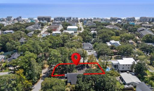 Aerial perspective of suburban area with property