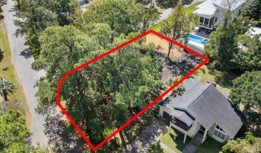Aerial view of property's location with property b