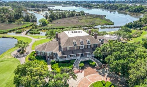 Aerial view of a nearby body of water