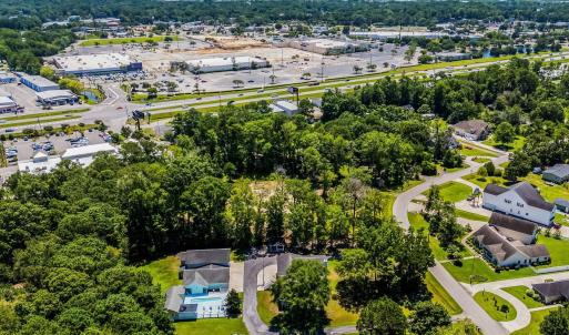 Aerial perspective of suburban area featuring a tr
