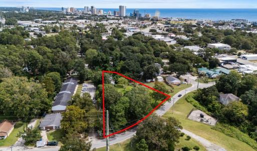 View of urban area with property parcel outlined a