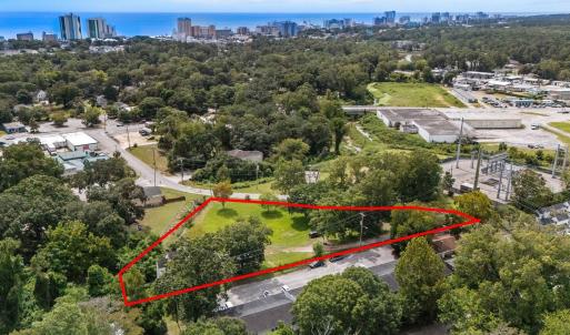 View of urban area with property boundaries highli